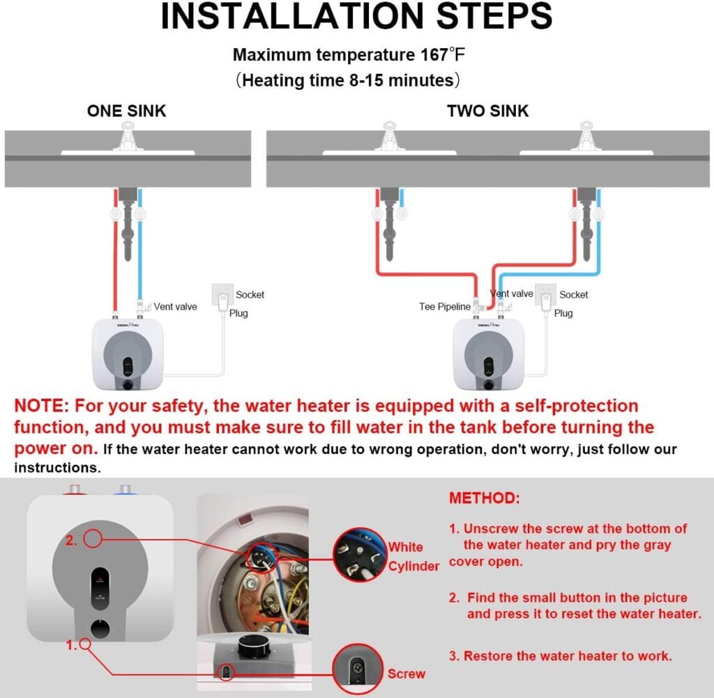 110V-120V 1.5Kw Electric Tank Hot 2.5 Gallon Water Heater Storage,Small Under Sink Counter RV TR Endless Trailer Kitchen Compact Point-of-Use,2 PCs 16” Long 1/2”FIP Stainless Steel Water Hoses 9.5L 110V-120V 1.5Kw Electric Tank Hot 2.5 Gallon Water Heater Storage,Small Under Sink Counter RV TR Endless Trailer Kitchen Compact Point-of-Use,2 PCs 16” Long 1/2”FIP Stainless Steel Water Hoses 9.5L