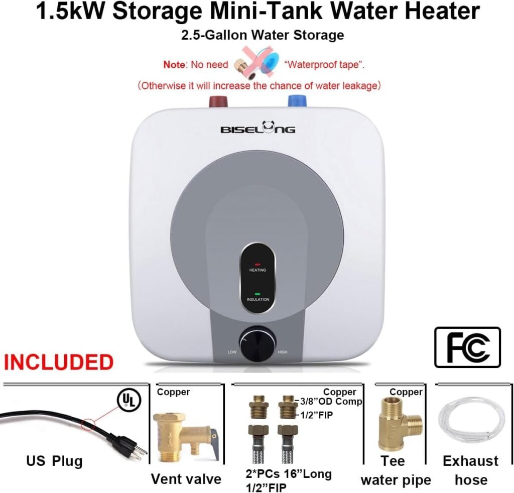 110V-120V 1.5Kw Electric Tank Hot 2.5 Gallon Water Heater Storage,Small Under Sink Counter RV TR Endless Trailer Kitchen Compact Point-of-Use,2 PCs 16” Long 1/2”FIP Stainless Steel Water Hoses 9.5L 110V-120V 1.5Kw Electric Tank Hot 2.5 Gallon Water Heater Storage,Small Under Sink Counter RV TR Endless Trailer Kitchen Compact Point-of-Use,2 PCs 16” Long 1/2”FIP Stainless Steel Water Hoses 9.5L
