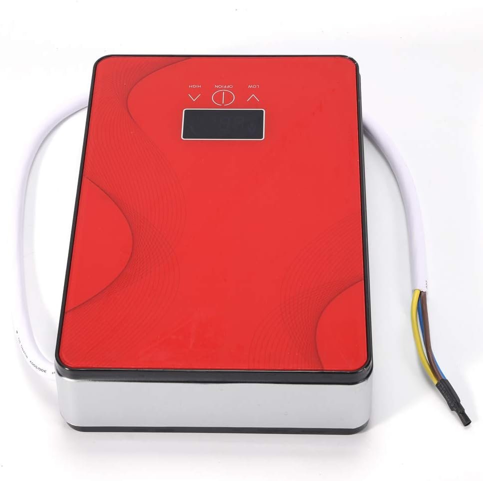 6500W Tankless Water Heater Electric 220V, On Demand Hot Water Heater Digital Display 6.5kW,Electric Instant Hot Water Heater Water Heater Bathroom Bath Shower Kit Home,Overheating Protection (Red)