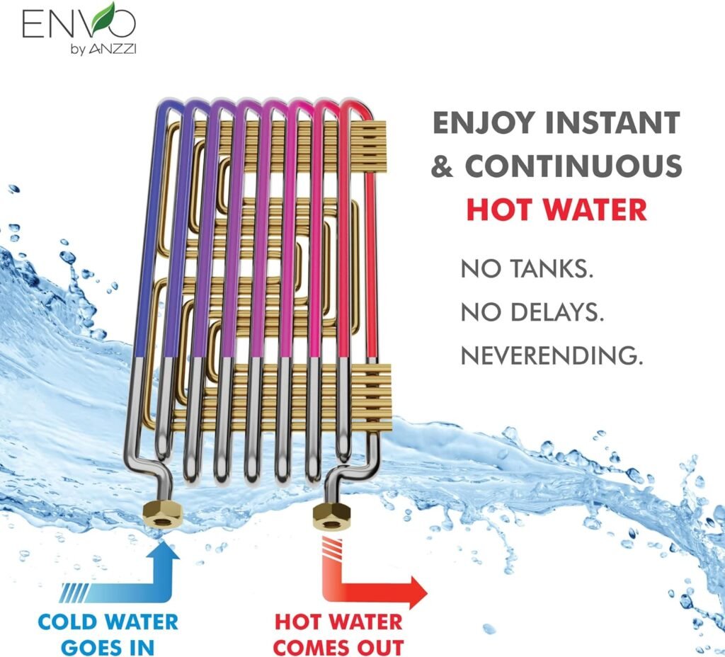 ANZZI Envo ANZZI Electric Tankless Water Heater 18 kW at 240 Volts Instant Hot Water Small Enough to Install Anywhere - For kitchen faucet, bathroom faucet and shower, WH-AZ018-M3…