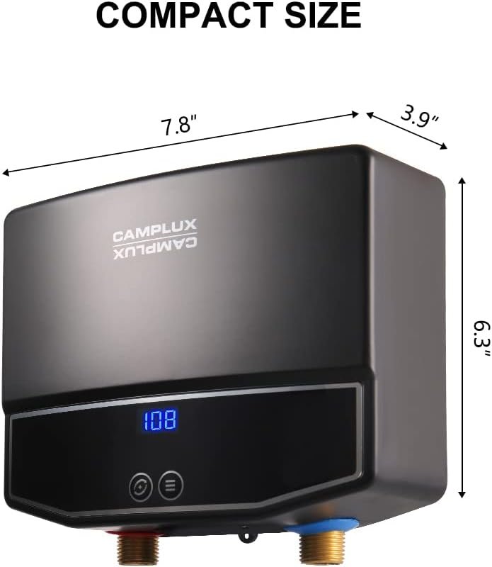 CAMPLUX 120V Tankless Water Heater, Point of Use Instant Hot Water Heater, 3.5KW (TE04B) Hot Water Heater for Sink with Self Modulating Technology, Black CAMPLUX 120V Tankless Water Heater, Point of Use Instant Hot Water Heater, 3.5KW (TE04B) Hot Water Heater for Sink with Self Modulating Technology, Black