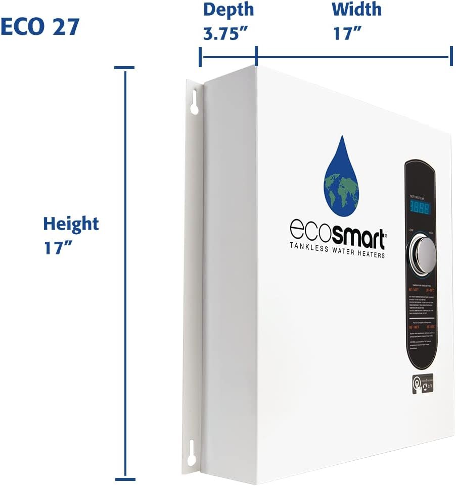 EcoSmart ECO 27 Tankless Water Heater, Electric, 27-kW - Quantity 1, 17 x 17 x 3.5 EcoSmart ECO 27 Tankless Water Heater, Electric, 27-kW - Quantity 1, 17 x 17 x 3.5