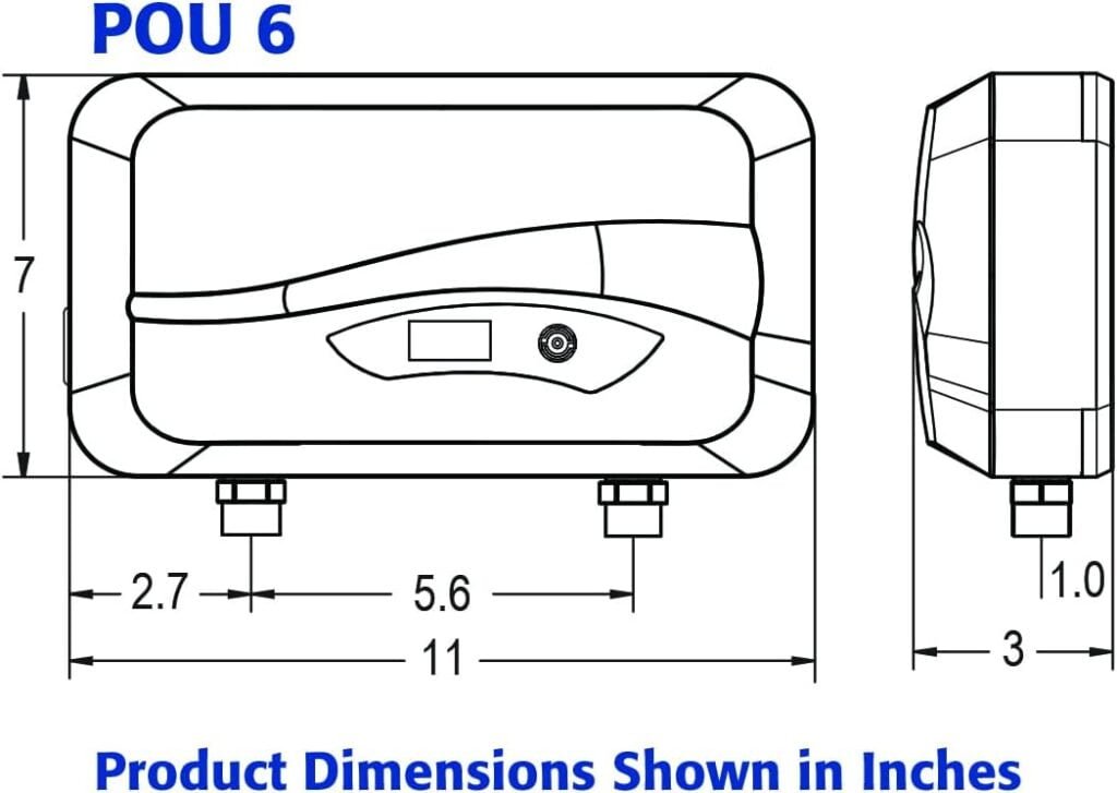 Ecosmart POU 6 Point of Use Electric Tankless Water Heater, 6 KW, 1/20, 1/40, 1/95, White