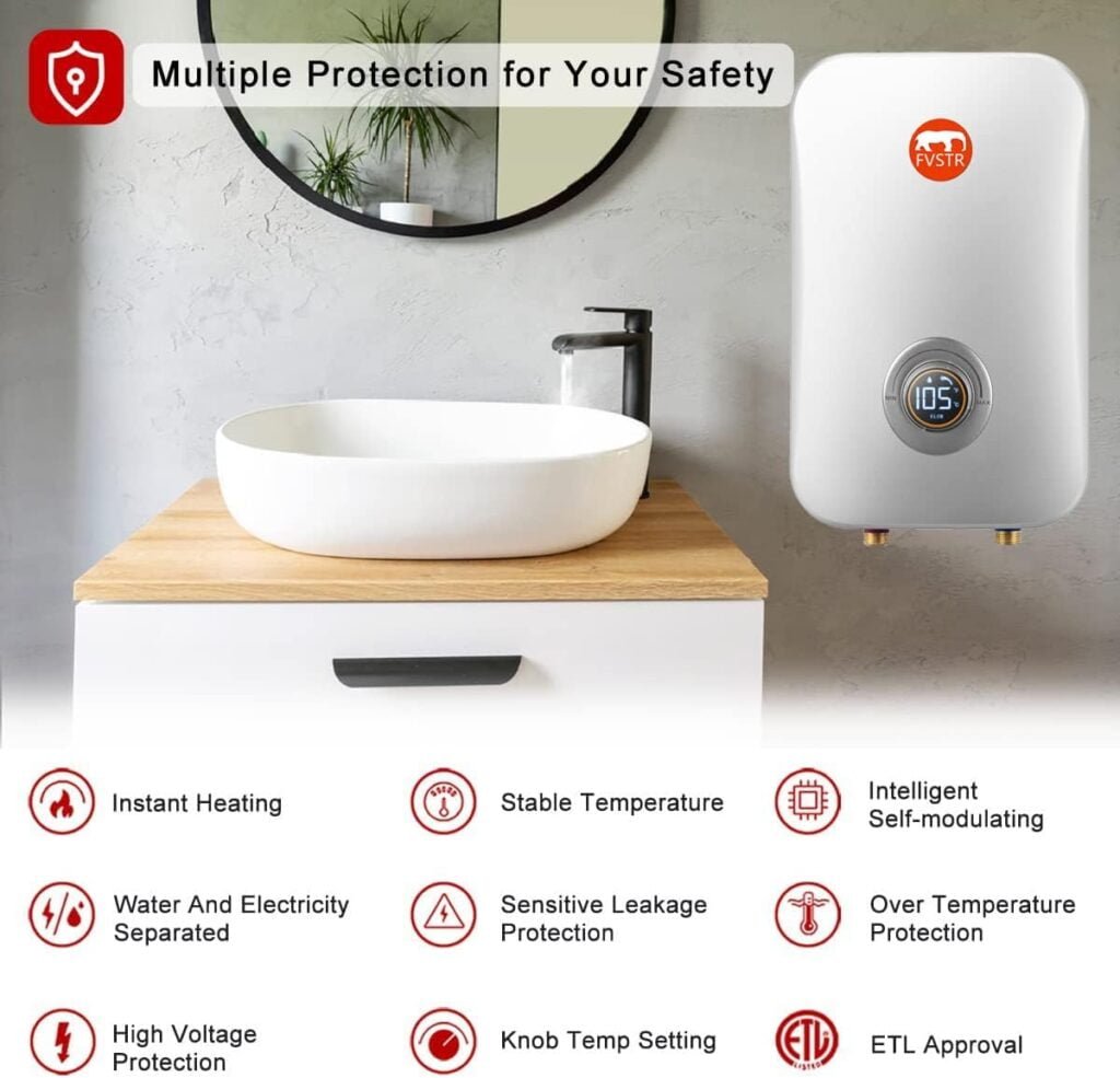 Electric Tankless Water Heater, FVSTR 7.5W on Demand Instant Hot Water Heater 240V, Self-Modulation Point of Use Hot Water Heater Whole House FVSTR TK07 White Electric Tankless Water Heater, FVSTR 7.5W on Demand Instant Hot Water Heater 240V, Self-Modulation Point of Use Hot Water Heater Whole House FVSTR TK07 White