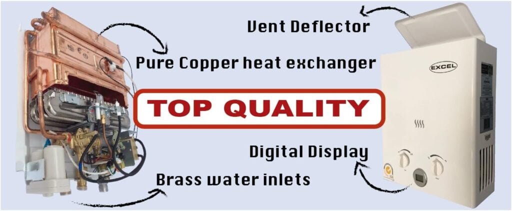 Excel Tankless On-Demand Gas Water Heater VENTFREE – Propane (LPG) - NO FLUE REQUIRED Excel Tankless On-Demand Gas Water Heater VENTFREE – Propane (LPG) - NO FLUE REQUIRED