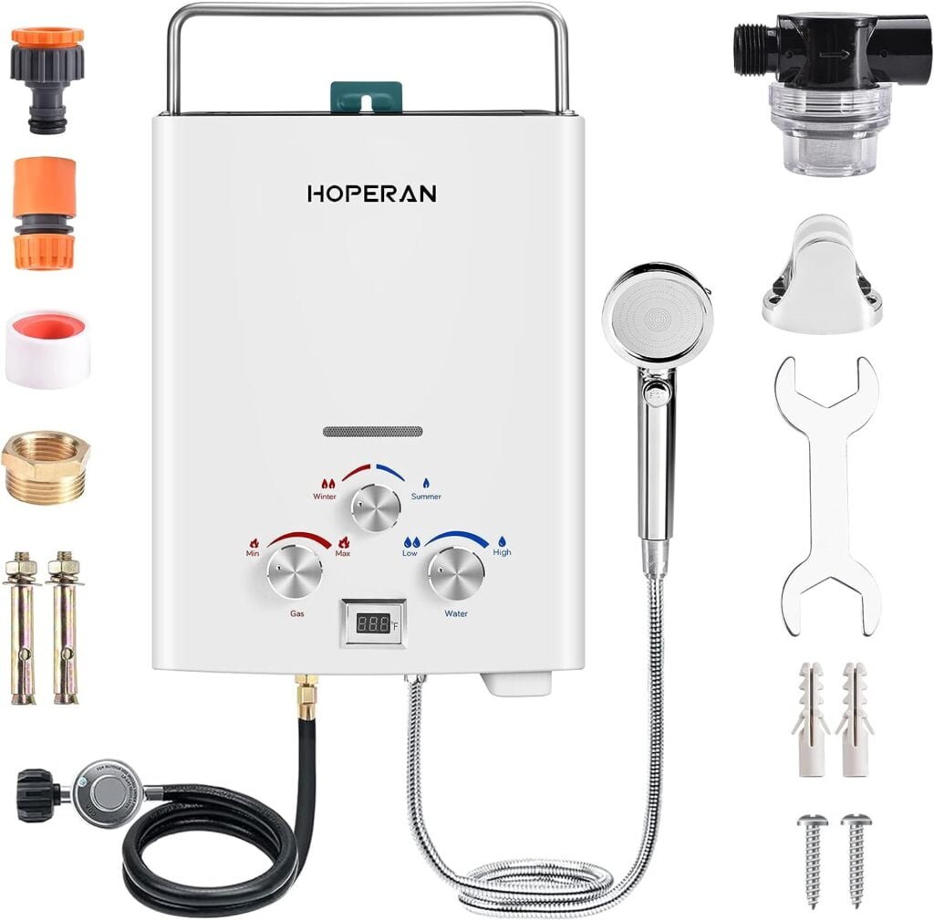 HOPERAN Outdoor Propane Water Heater - 1.6GPM 6L Portable Gas Water ...