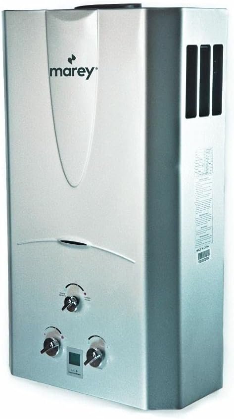 MAREY 4.2 GPM, 100,000 BTUs, Whole House solution, Digital Display, Outdoor Propane Gas Tankless Water Heater, Silver