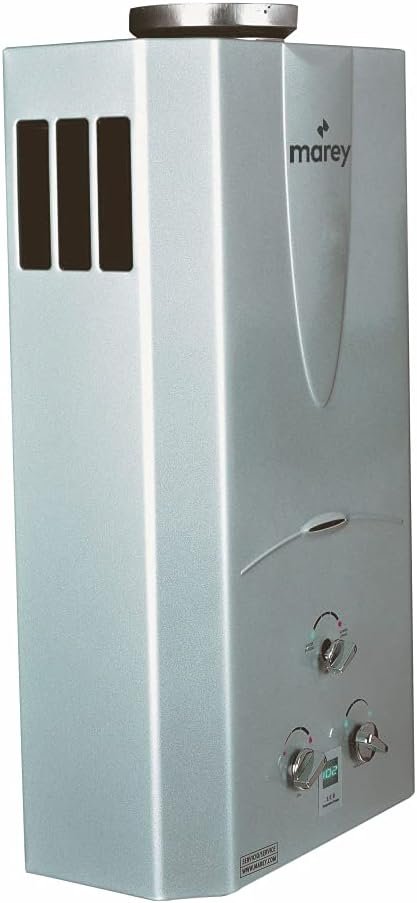 MAREY 4.2 GPM, 100,000 BTUs, Whole House solution, Digital Display, Outdoor Propane Gas Tankless Water Heater, Silver