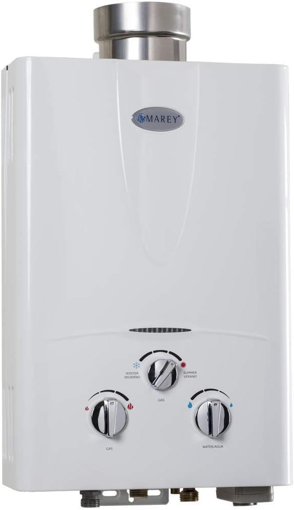 MAREY GA10LP Power 10L 3.1 GPM Propane Gas Tankless Water Heater, Liquid, White MAREY GA10LP Power 10L 3.1 GPM Propane Gas Tankless Water Heater, Liquid, White