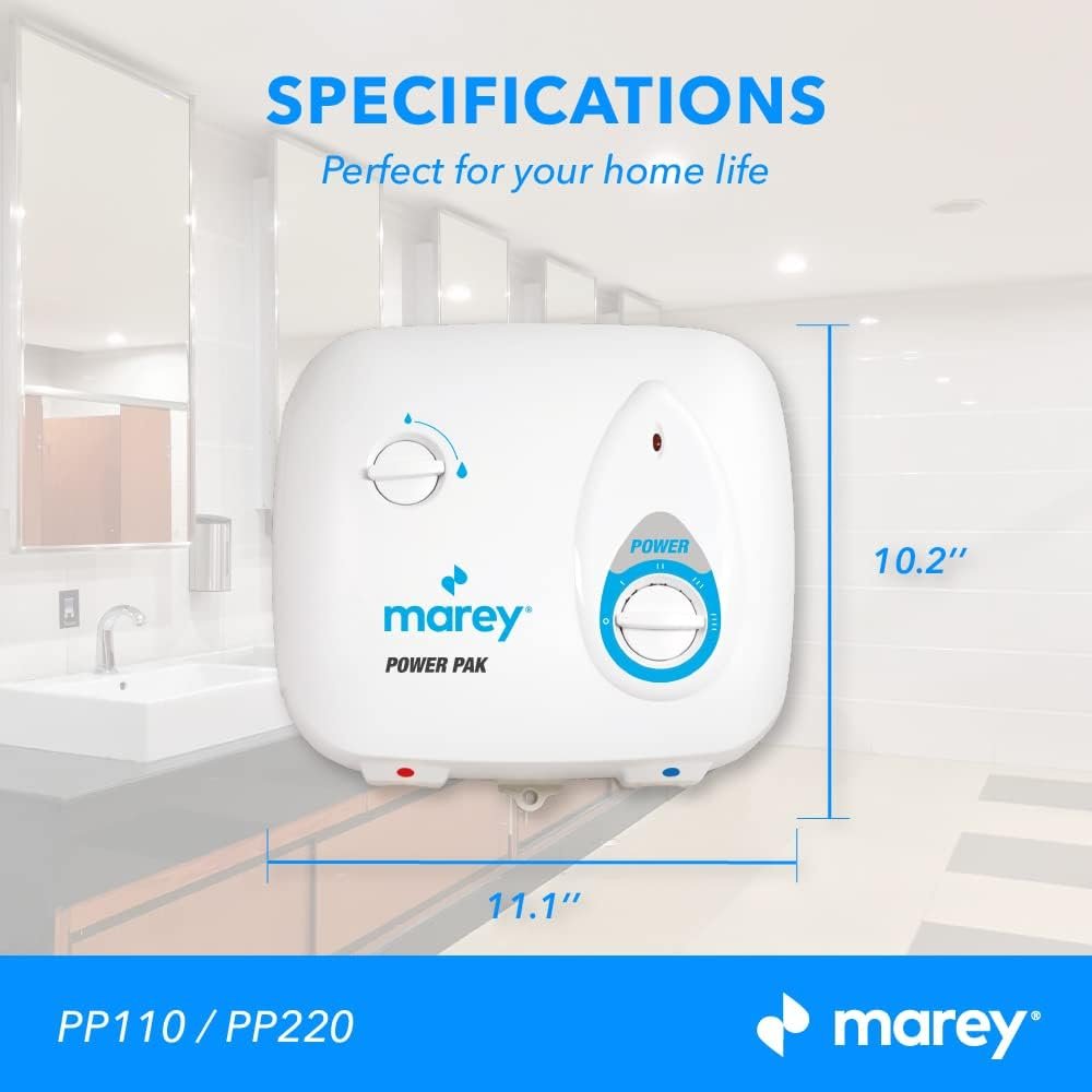 Marey Power Pak Plus Tankless Electric Water Heater, 220 VOLT Marey Power Pak Plus Tankless Electric Water Heater, 220 VOLT