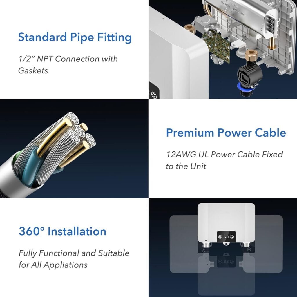 MHX Instant Electric Tankless Water Heater, 5500W 220V Constant Temperature Water Heater w/Self Modulating, 360°Install Touch Digital Display Hot Water Heater for Home Kitchen RV Bathroom (Rectangle) MHX Instant Electric Tankless Water Heater, 5500W 220V Constant Temperature Water Heater w/Self Modulating, 360°Install Touch Digital Display Hot Water Heater for Home Kitchen RV Bathroom (Rectangle)