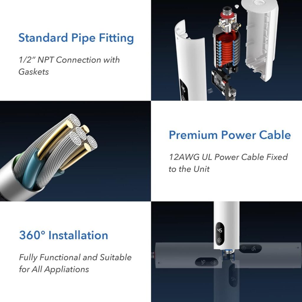 MHX Instant Electric Tankless Water Heater, 5500W 220V Constant Temperature Water Heater w/Self Modulating, 360°Install Touch Digital Display Hot Water Heater for Home Kitchen RV Bathroom (Cylinder) MHX Instant Electric Tankless Water Heater, 5500W 220V Constant Temperature Water Heater w/Self Modulating, 360°Install Touch Digital Display Hot Water Heater for Home Kitchen RV Bathroom (Cylinder)