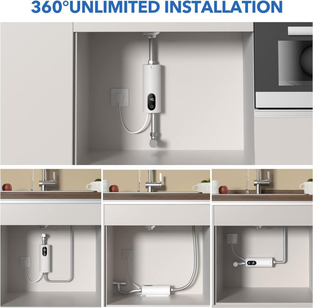 MHX Instant Electric Tankless Water Heater, 5500W 220V Constant Temperature Water Heater w/Self Modulating, 360°Install Touch Digital Display Hot Water Heater for Home Kitchen RV Bathroom (Cylinder) MHX Instant Electric Tankless Water Heater, 5500W 220V Constant Temperature Water Heater w/Self Modulating, 360°Install Touch Digital Display Hot Water Heater for Home Kitchen RV Bathroom (Cylinder)