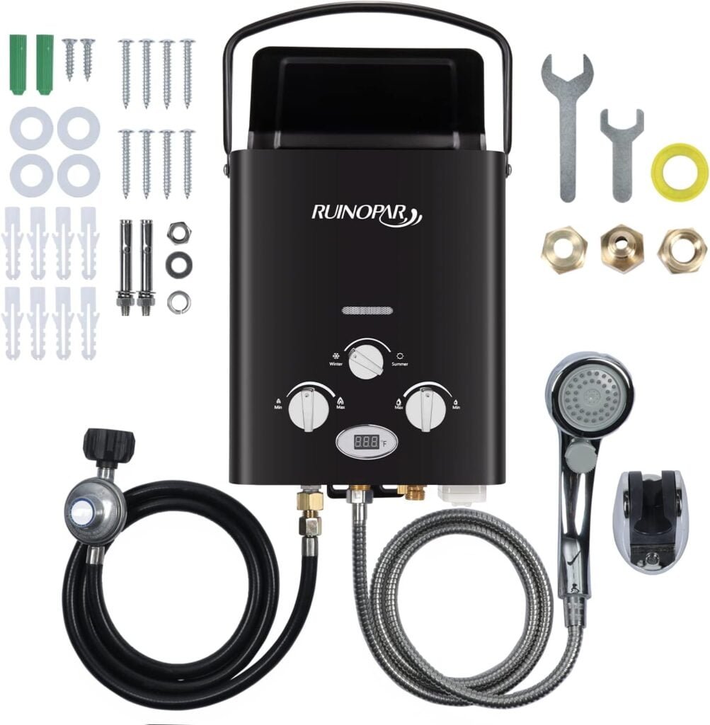 Portable Water Heater Propane Tankless - 6L 1.58GPM RV on demand Hot Gas Outdoor Digital Display Water Heater for Camping,Boat,Cabins(black) Portable Water Heater Propane Tankless - 6L 1.58GPM RV on demand Hot Gas Outdoor Digital Display Water Heater for Camping,Boat,Cabins(black)