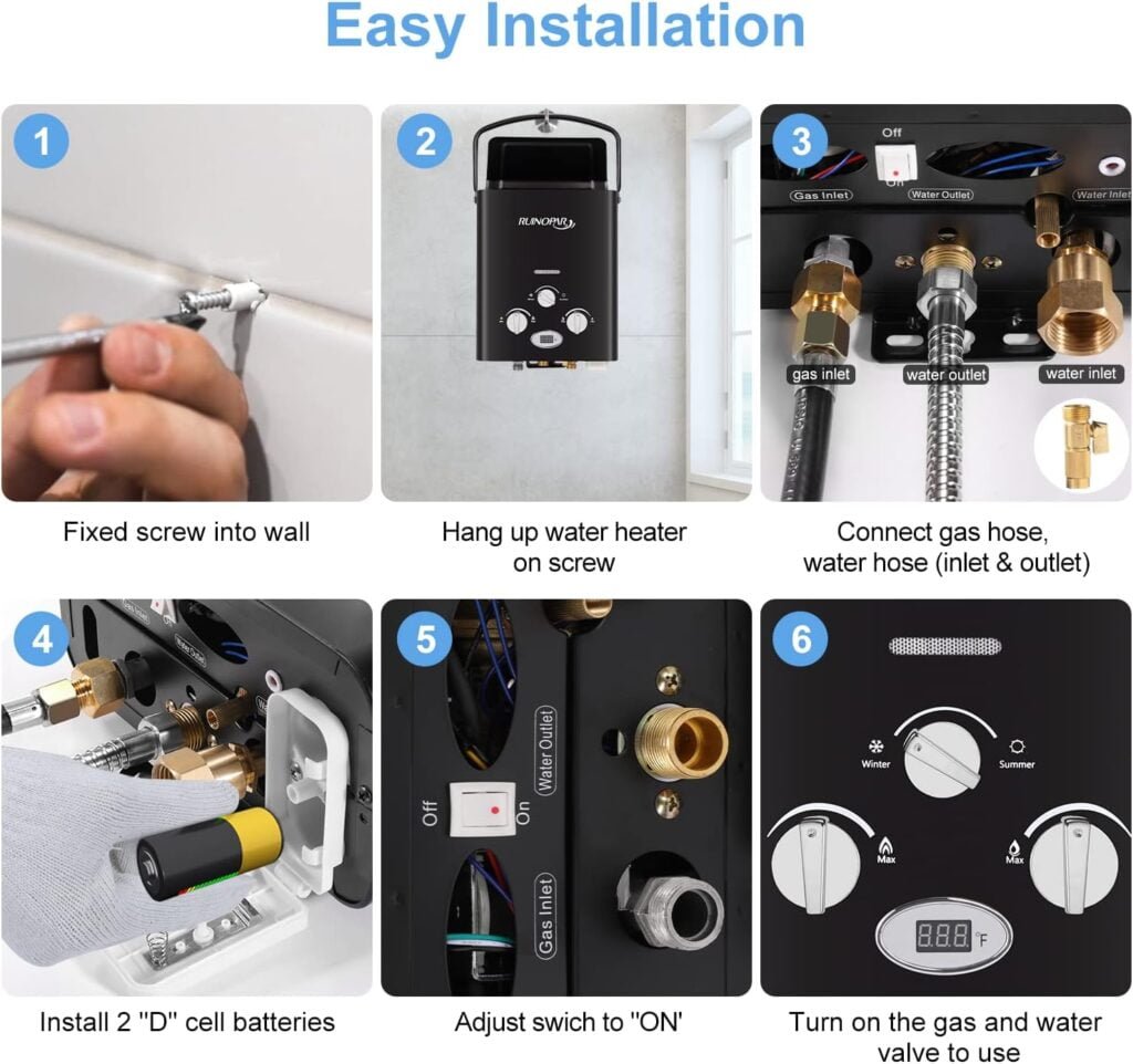 Portable Water Heater Propane Tankless - 6L 1.58GPM RV on demand Hot Gas Outdoor Digital Display Water Heater for Camping,Boat,Cabins(black) Portable Water Heater Propane Tankless - 6L 1.58GPM RV on demand Hot Gas Outdoor Digital Display Water Heater for Camping,Boat,Cabins(black)