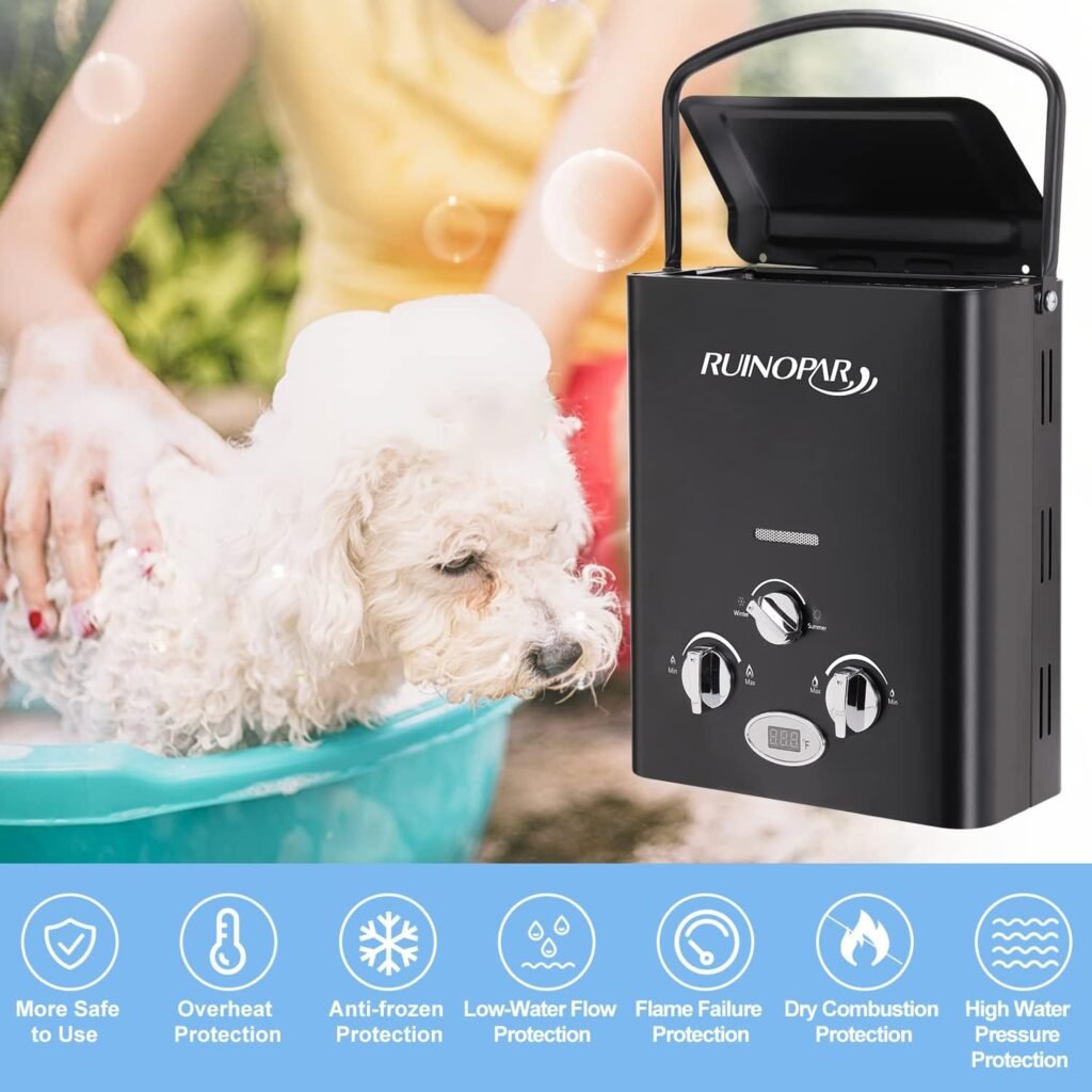 Portable Water Heater Propane Tankless - 6L 1.58GPM RV on demand Hot Gas Outdoor Digital Display Water Heater for Camping,Boat,Cabins(black) Portable Water Heater Propane Tankless - 6L 1.58GPM RV on demand Hot Gas Outdoor Digital Display Water Heater for Camping,Boat,Cabins(black)