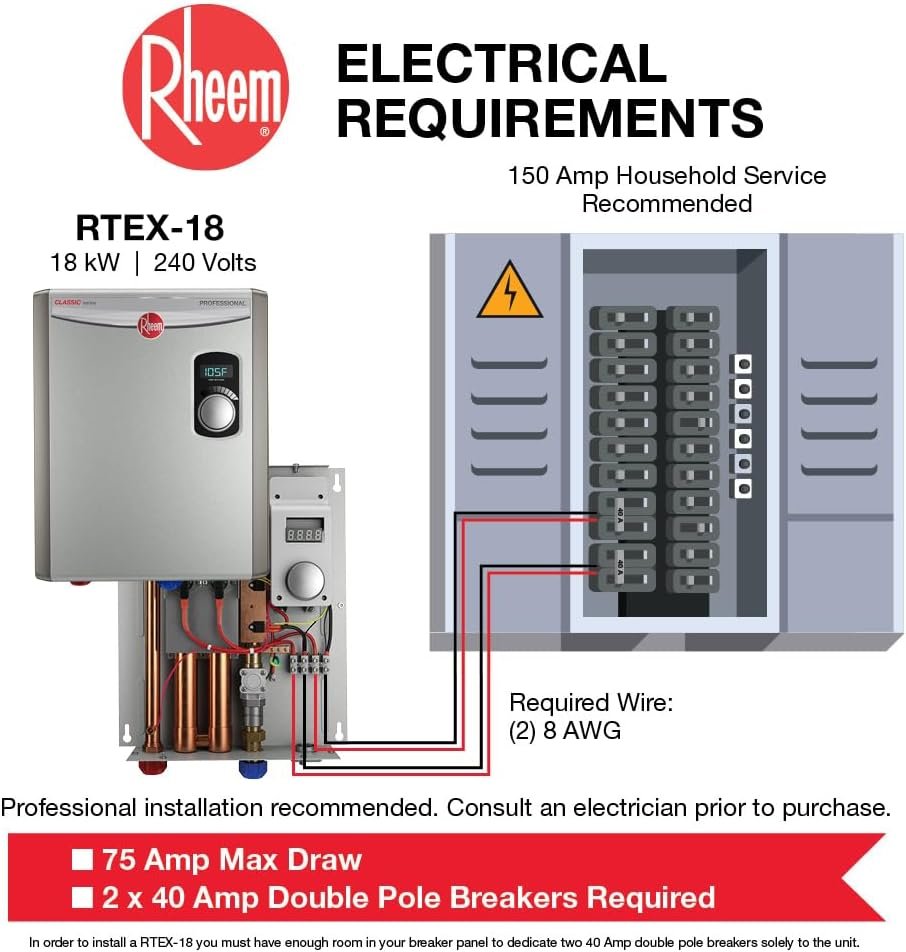 Rheem 18kW 240V Tankless Electric Water Heater
