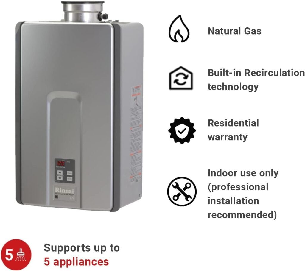 Rinnai RL94IN Tankless Hot Water Heater, 9.8 GPM, Natural Gas, Indoor Installation Rinnai RL94IN Tankless Hot Water Heater, 9.8 GPM, Natural Gas, Indoor Installation