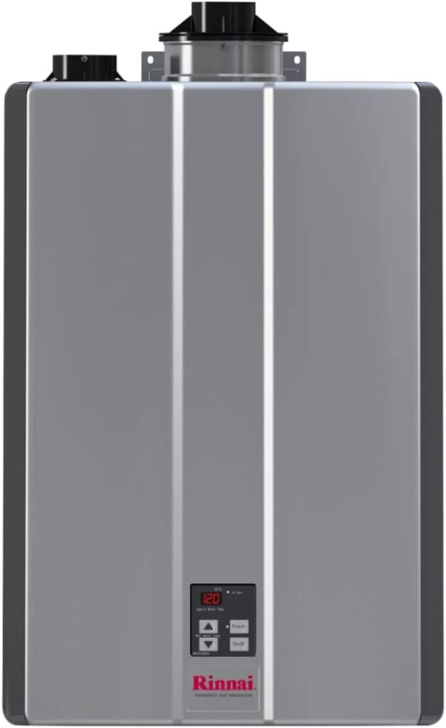 Rinnai RSC199iN Smart-Circ Condensing Gas Tankless Water Heater, Super High Efficiency Plus Natural Gas Water Heater, Up to 11 GPM, Indoor Installation, 199,000 BTU, Gray Rinnai RSC199iN Smart-Circ Condensing Gas Tankless Water Heater, Super High Efficiency Plus Natural Gas Water Heater, Up to 11 GPM, Indoor Installation, 199,000 BTU, Gray