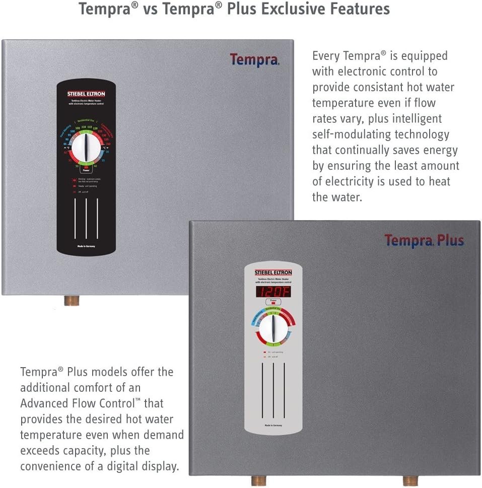 Stiebel Eltron Tempra Plus 36 kW, tankless electric water heater with Self-Modulating Power Technology  Advanced Flow Control Stiebel Eltron Tempra Plus 36 kW, tankless electric water heater with Self-Modulating Power Technology  Advanced Flow Control