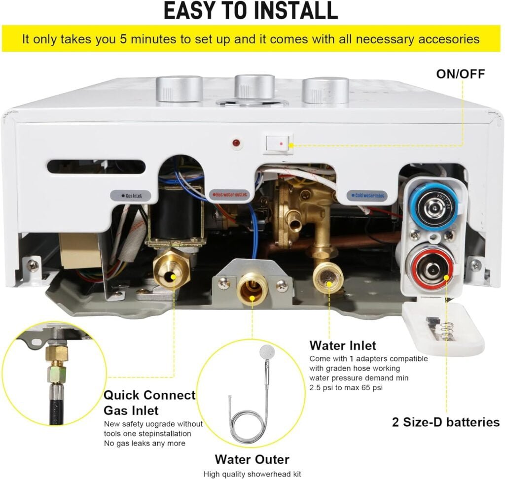 Tankless Water Heater 4.74GPM 18L Outdoor Portable GasHot Instant Propane Water Heater with Digital Display Multi-Protection for Camping Trips Boat Cabins Tankless Water Heater 4.74GPM 18L Outdoor Portable GasHot Instant Propane Water Heater with Digital Display Multi-Protection for Camping Trips Boat Cabins