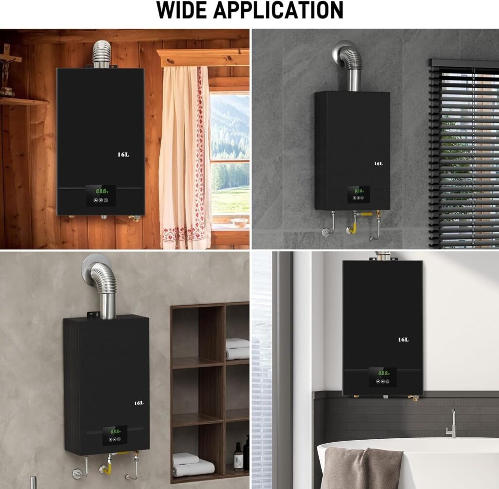 Tankless Water Heater Propane, 4.21GPM 16L Indoor,Instant Hot Propane Gas Water Heater,Constant Propane Water Heater with Fahrenheit Digital Display,Multi-Protection (Black) Tankless Water Heater Propane, 4.21GPM 16L Indoor,Instant Hot Propane Gas Water Heater,Constant Propane Water Heater with Fahrenheit Digital Display,Multi-Protection (Black)