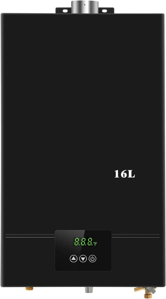 Tankless Water Heater Propane, 4.21GPM 16L Indoor,Instant Hot Propane Gas Water Heater,Constant Propane Water Heater with Fahrenheit Digital Display,Multi-Protection (Black) Tankless Water Heater Propane, 4.21GPM 16L Indoor,Instant Hot Propane Gas Water Heater,Constant Propane Water Heater with Fahrenheit Digital Display,Multi-Protection (Black)