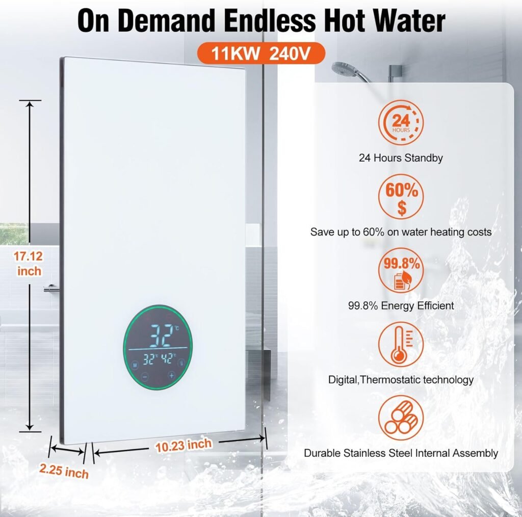 Upgrade Tankless Water Heater Electric 11KW 240V,On Demand Instant Endless Hot Water Heater with Self Modulates to Save Energy Use,Digital Display Hot Water Heater for Residential Whole House Shower Upgrade Tankless Water Heater Electric 11KW 240V,On Demand Instant Endless Hot Water Heater with Self Modulates to Save Energy Use,Digital Display Hot Water Heater for Residential Whole House Shower