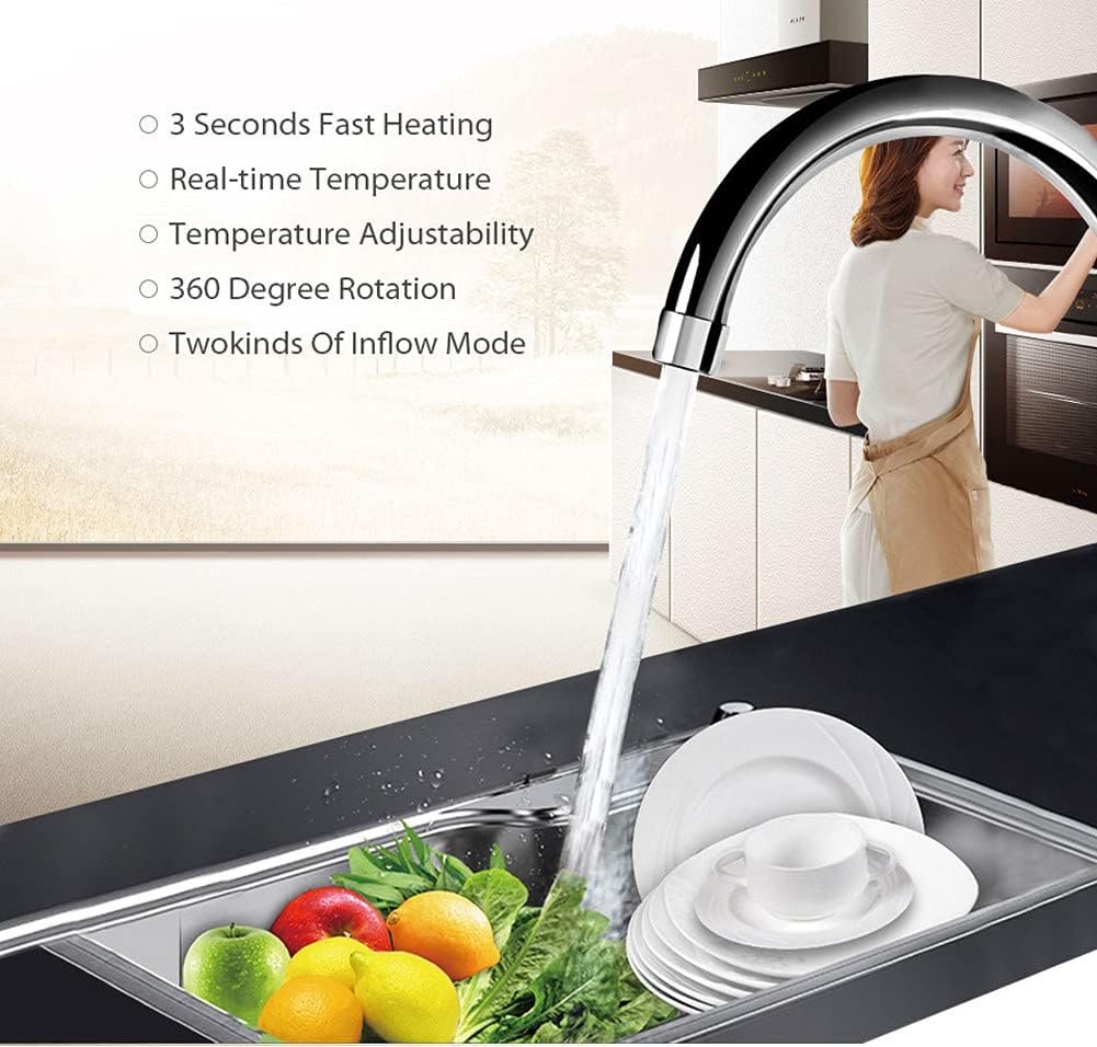 110V Tankless Heating Faucet Hot Water Heater Faucet Instant Electric Kitchen Bathroom Fast Heating Tap Water Faucet with LED Digital Display (ABS Plastics+Stainless Steel) 110V Tankless Heating Faucet Hot Water Heater Faucet Instant Electric Kitchen Bathroom Fast Heating Tap Water Faucet with LED Digital Display (ABS Plastics+Stainless Steel)