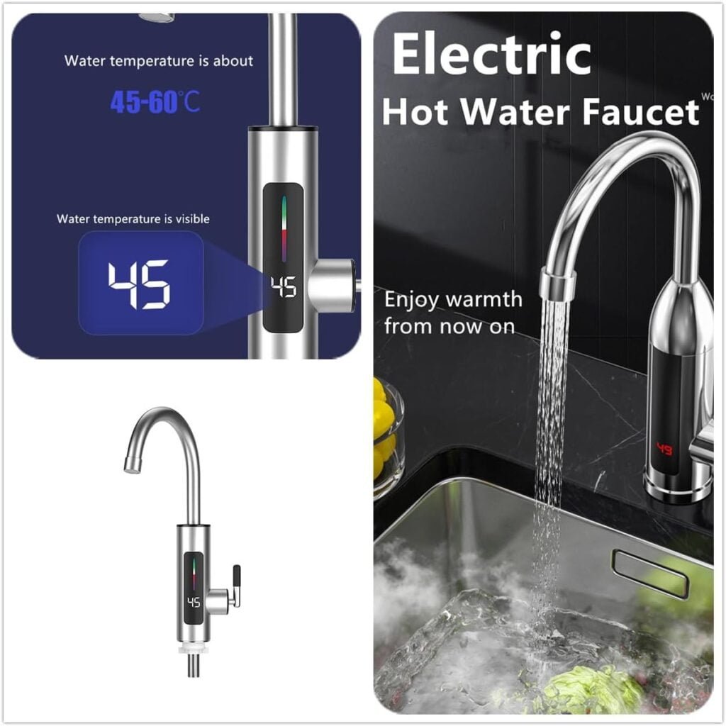 110V Tankless Heating Faucet Hot Water Heater Faucet Instant Electric Kitchen Bathroom Fast Heating Tap Water Faucet with LED Digital Display (ABS Plastics+Stainless Steel) 110V Tankless Heating Faucet Hot Water Heater Faucet Instant Electric Kitchen Bathroom Fast Heating Tap Water Faucet with LED Digital Display (ABS Plastics+Stainless Steel)