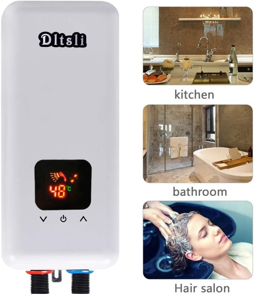 240V 5.5KW 4.5KW 3.5KW Instant Electric Hot Tankless Water Heater 3 Power Levels for Bathroom Kitchen RV Camping