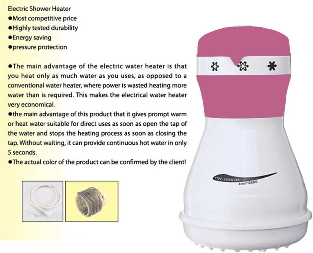 5400W Electric Shower Head Heater Instant Water Heater Electric shower110V Tankless water heater electric Electric Instant Hot Water Shower Head Heater Automatic Instant Three Temperature for Bathroom