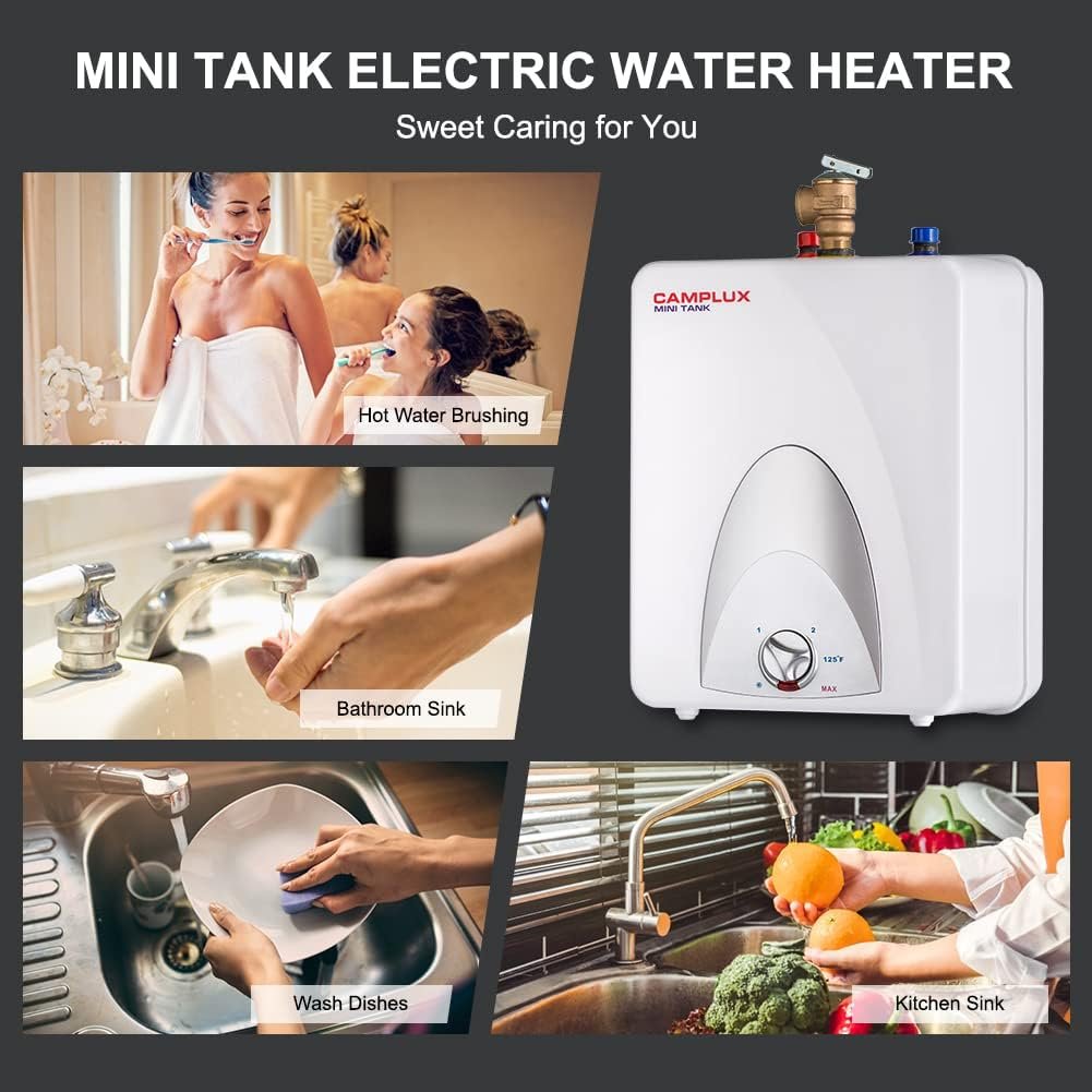 CAMPLUX Electric Hot Water Heater 6 Gallon, 120-Volt Corded Point of Use Mini-Tank Electric Water Heaters ME60 CAMPLUX Electric Hot Water Heater 6 Gallon, 120-Volt Corded Point of Use Mini-Tank Electric Water Heaters ME60