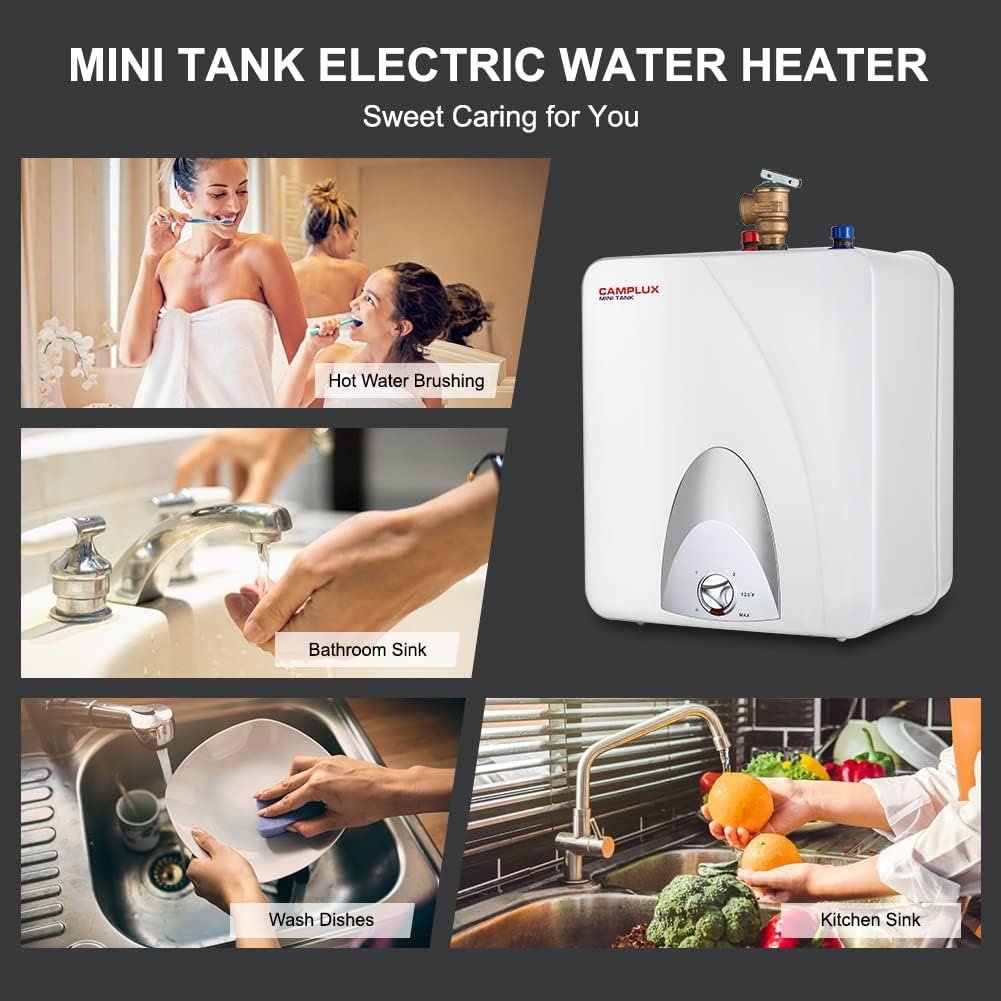 CAMPLUX Electric Hot Water Heater 6 Gallon, 120-Volt Corded Point of Use Mini-Tank Electric Water Heaters ME60 CAMPLUX Electric Hot Water Heater 6 Gallon, 120-Volt Corded Point of Use Mini-Tank Electric Water Heaters ME60