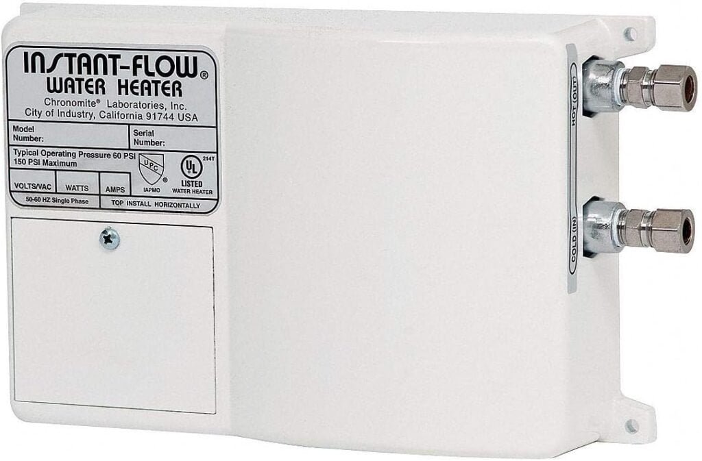 Chronomite Labs 120VAC Undersink Electric Tankless Water Heater, 2400 Watts, 20 Amps AC - SR-20L/120