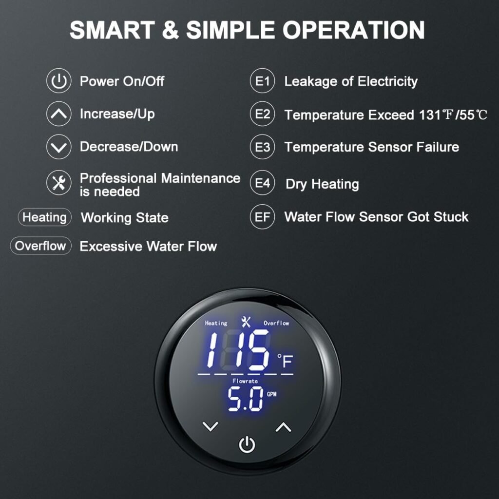 Electric Tankless Water Heater, ECOTOUCH 27kW on Demand Water Heater 240Volts Instant Endless Hot Water Heater Point of Use with Self-Modulation to Save Energy for Wholehouse Shower ECO270B