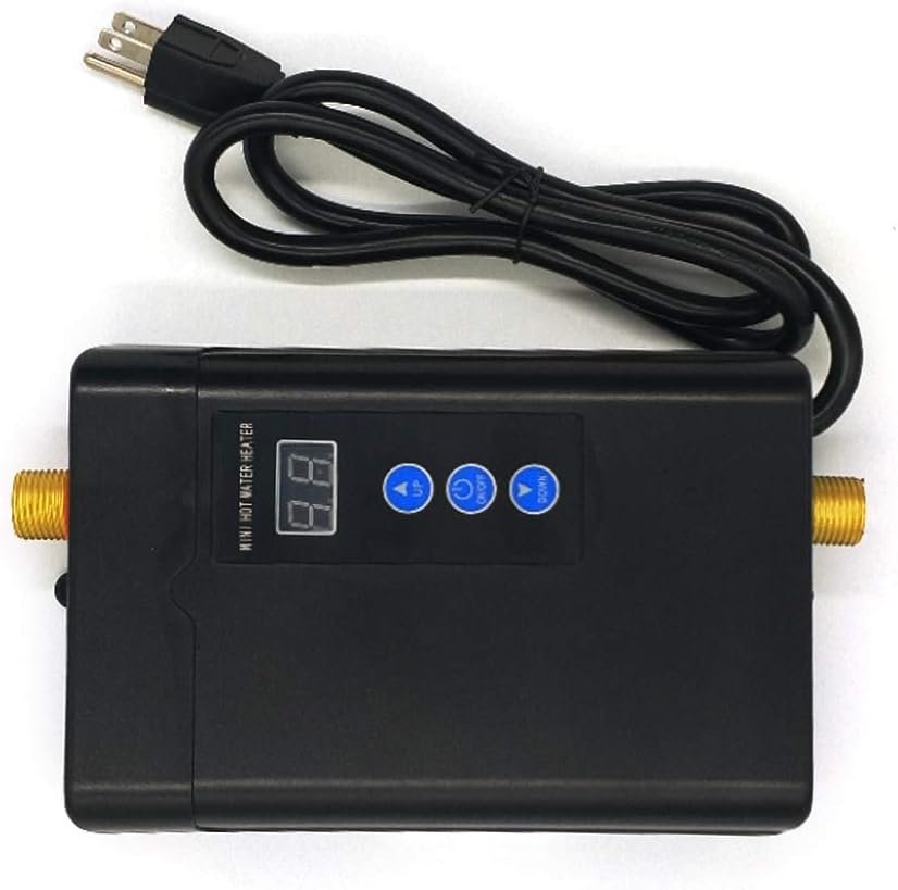 Goudergo 110V Tankless Electric Water Heater,Adjust 1500 / 3000W Instant Hot Water Heater for Kitchen Under Sink Washing Faucet, IPX4 Water-Proof Level,Etc (BLACK -1)