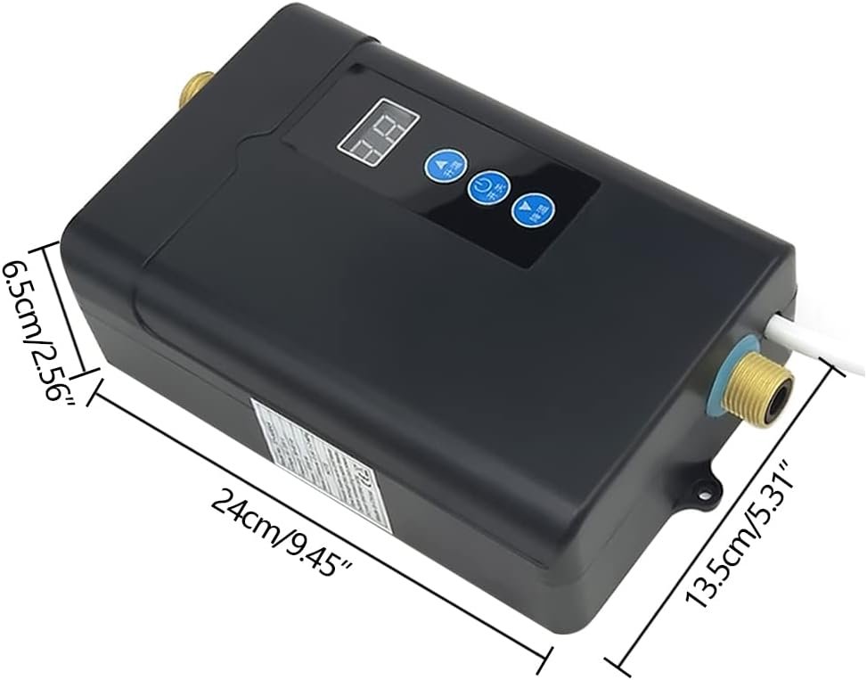 Goudergo 110V Tankless Electric Water Heater,Adjust 1500 / 3000W Instant Hot Water Heater for Kitchen Under Sink Washing Faucet, IPX4 Water-Proof Level,Etc (BLACK -1)