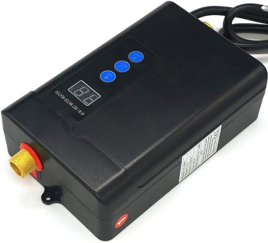 Goudergo 110V Tankless Electric Water Heater,Adjust 1500 / 3000W Instant Hot Water Heater for Kitchen Under Sink Washing Faucet, IPX4 Water-Proof Level,Etc (BLACK -1)