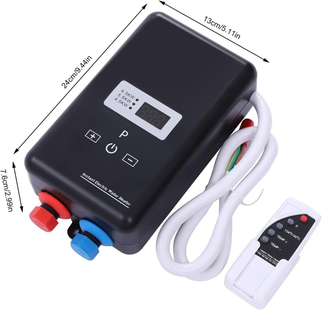 HuaShuani Tankless Instant Electric Water Heater, 220-240V Small Tankless Water Heater，Hot Water Heating with Remote Control Digital Display for Home Kitchen Bathroom Shower RV Camping Camp