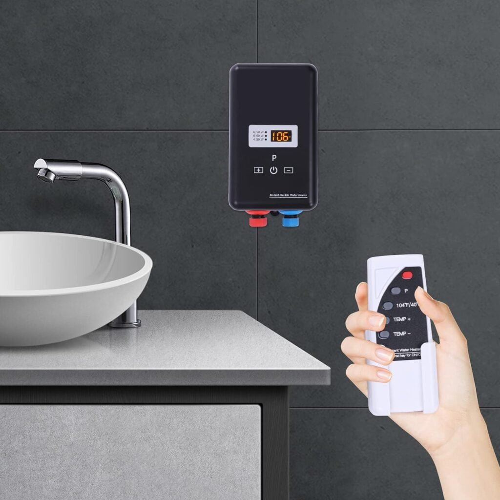 HuaShuani Tankless Instant Electric Water Heater, 220-240V Small Tankless Water Heater，Hot Water Heating with Remote Control Digital Display for Home Kitchen Bathroom Shower RV Camping Camp