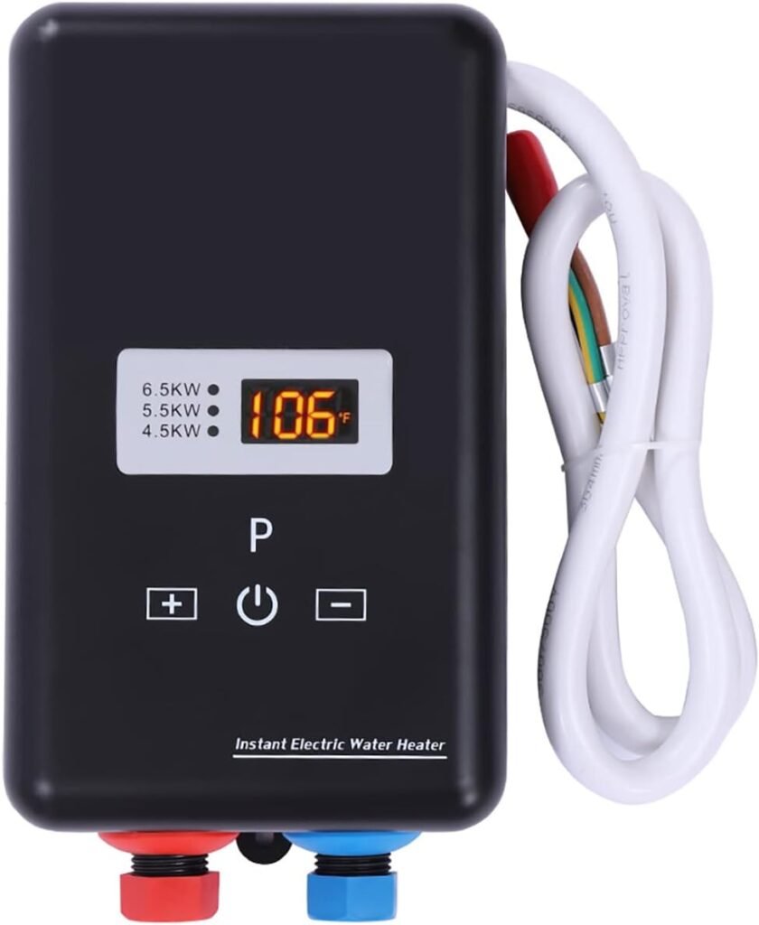 HuaShuani Tankless Instant Electric Water Heater, 220-240V Small Tankless Water Heater，Hot Water Heating with Remote Control Digital Display for Home Kitchen Bathroom Shower RV Camping Camp