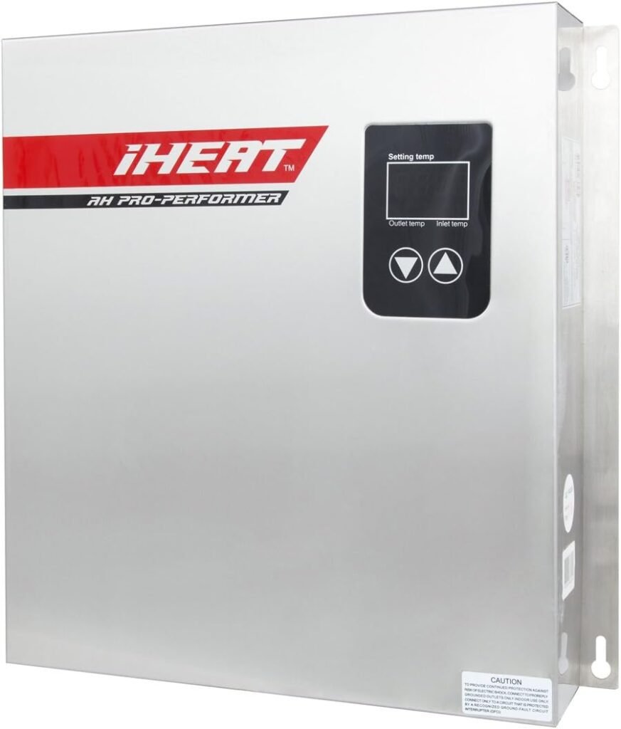 iHeat Tankless AHS27-D 240V 112.5A 27KW Stainless Steel Enclosure 3/4 MIP 16 by 17 by 3.5 Electric Water Heater, 17.5 lb