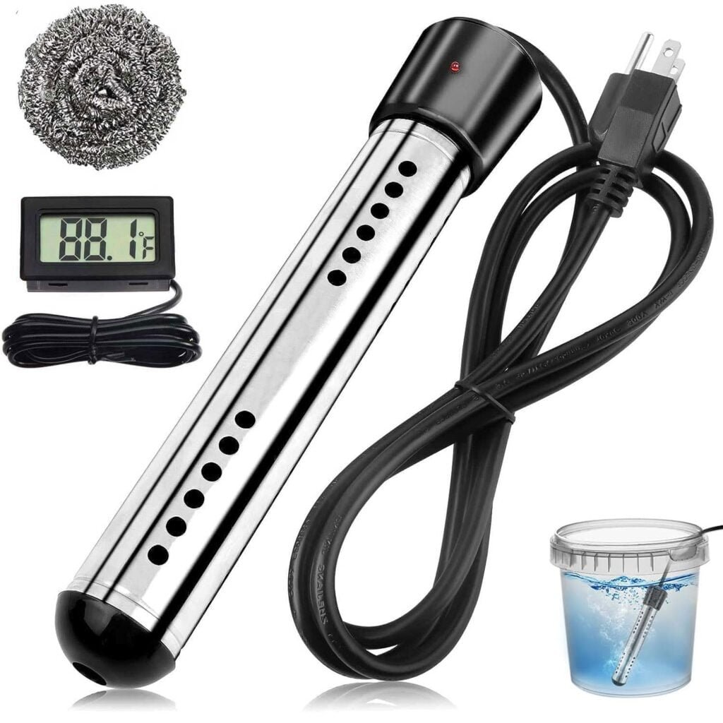 Immersion Water Heater, 2000W Portable Electric Instant Bucket Heater with Digital LCD Thermometer, Stainless Steel Guard Anti-scalding Submersible Water Heater for Bathtub Hot Tub Pool, UL Listed Immersion Water Heater, 2000W Portable Electric Instant Bucket Heater with Digital LCD Thermometer, Stainless Steel Guard Anti-scalding Submersible Water Heater for Bathtub Hot Tub Pool, UL Listed