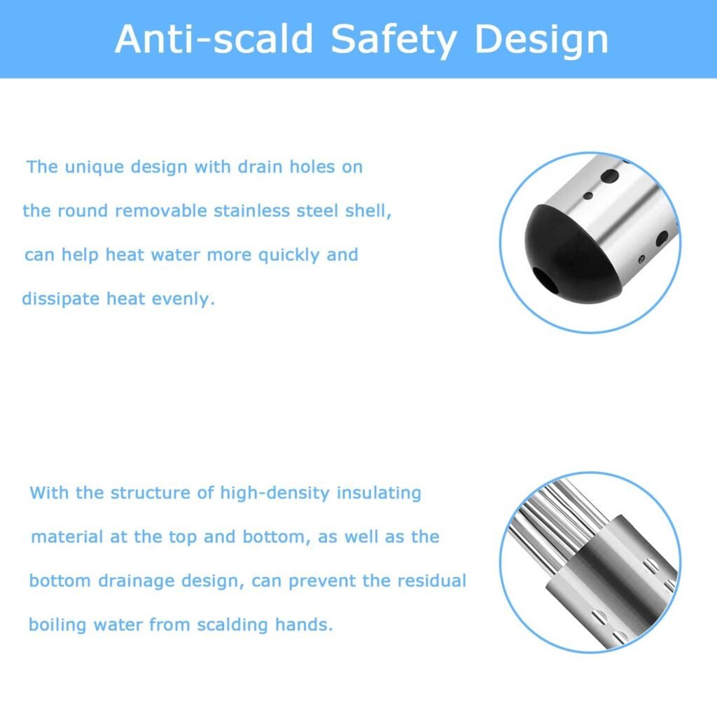 Immersion Water Heater, 2000W Portable Electric Instant Bucket Heater with Digital LCD Thermometer, Stainless Steel Guard Anti-scalding Submersible Water Heater for Bathtub Hot Tub Pool, UL Listed Immersion Water Heater, 2000W Portable Electric Instant Bucket Heater with Digital LCD Thermometer, Stainless Steel Guard Anti-scalding Submersible Water Heater for Bathtub Hot Tub Pool, UL Listed