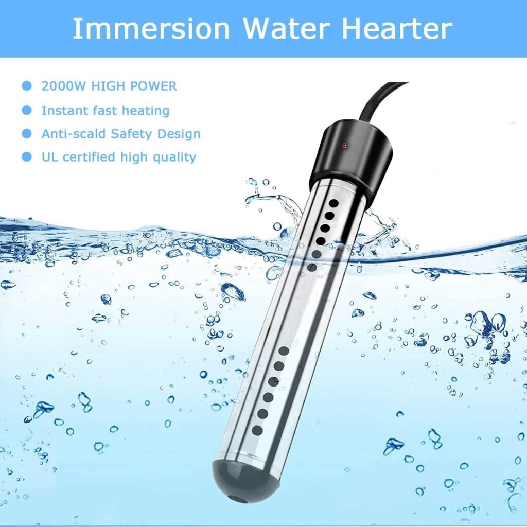 Immersion Water Heater, 2000W Portable Electric Instant Bucket Heater with Digital LCD Thermometer, Stainless Steel Guard Anti-scalding Submersible Water Heater for Bathtub Hot Tub Pool, UL Listed Immersion Water Heater, 2000W Portable Electric Instant Bucket Heater with Digital LCD Thermometer, Stainless Steel Guard Anti-scalding Submersible Water Heater for Bathtub Hot Tub Pool, UL Listed