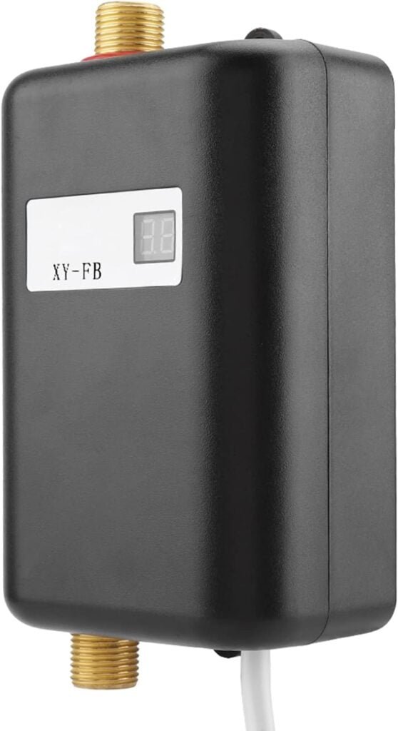 Instant Water Heater,110V 3000W Mini LCD Display Electric Tankless Hot Water Heater,Durable,Elegant and Fashionable for Bathroom Kitchen Washing,etc(US)(Black)