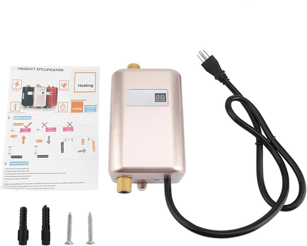 Instant Water Heater,110V 3000W Mini LCD Display Electric Tankless Hot Water Heater,Durable,Elegant and Fashionable for Bathroom Kitchen Washing,etc(US)(Golden) Instant Water Heater,110V 3000W Mini LCD Display Electric Tankless Hot Water Heater,Durable,Elegant and Fashionable for Bathroom Kitchen Washing,etc(US)(Golden)