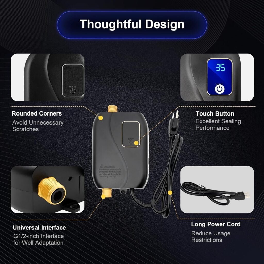 LOHISHILO Electric Tankless Water Heater Bathroom Kitchen Instant Hot Water Heater 3000W 110V with LED Display for Daily Washing, RVs, Bars, Schools, Hospitals (Black 3000W 110V)