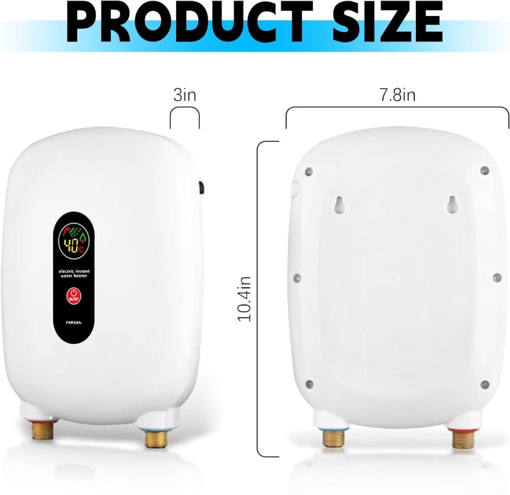 Tankless Electric Water Heater 110V 3000W,Mini Constant Temperature Instant Hot Water Heater Under Sink On Demand for Kitchen Bathroom Washing Adjustable Temperature 68°F ~ 126°F (Black) (White)
